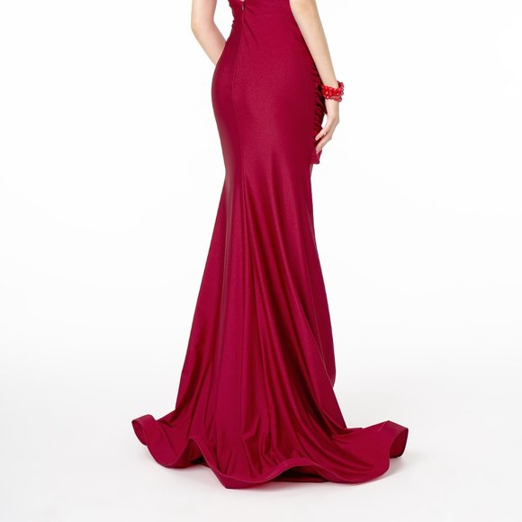 NEW LONG SLEEVELESS SHEATH JERSEY DRESS WITH GATHERED SKIRT & ZIPPER BACK GL1815 - Picture 6 of 9